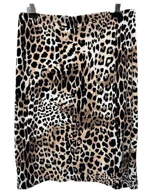 Lane Bryant Leopard Print Skirt Plus Size 28 Stretch Ponte Knit Pullon Midi